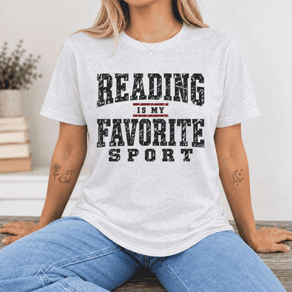 Reading Is My Favorite Sport Ultra-Soft Cotton T-Shirt | Book Lover Gift Ash