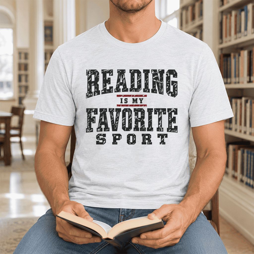 Reading Is My Favorite Sport Ultra-Soft Cotton T-Shirt | Book Lover Gift Ash