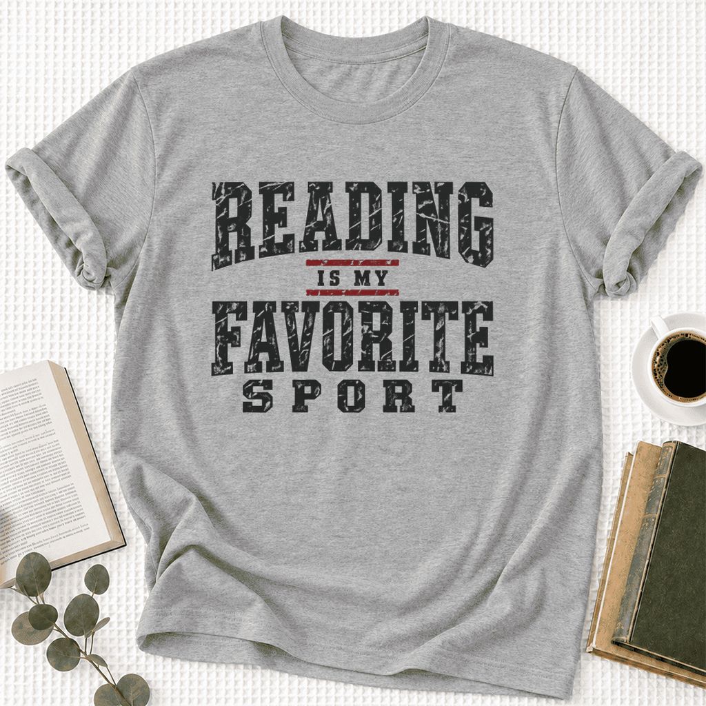 Reading Is My Favorite Sport Ultra-Soft Cotton T-Shirt | Book Lover Gift Athletic Heather