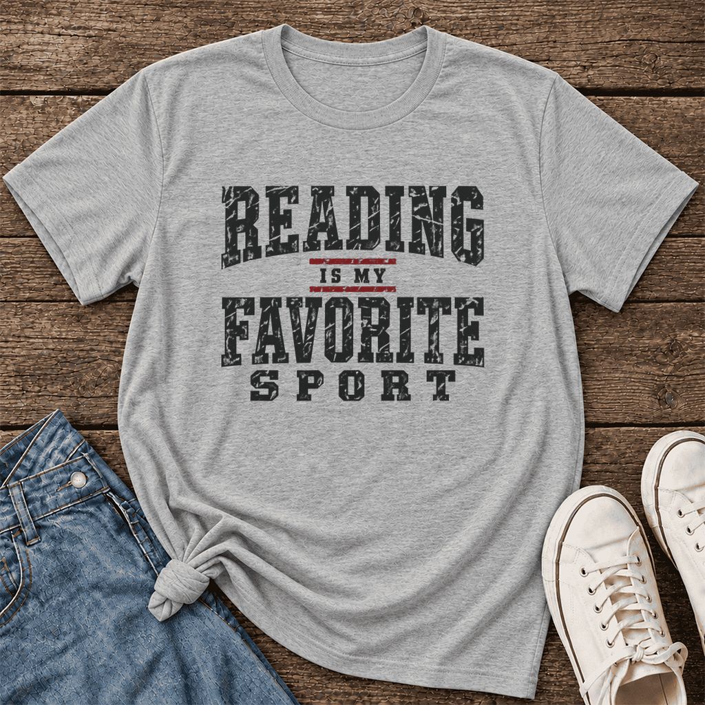 Reading Is My Favorite Sport Ultra-Soft Cotton T-Shirt | Book Lover Gift Athletic Heather