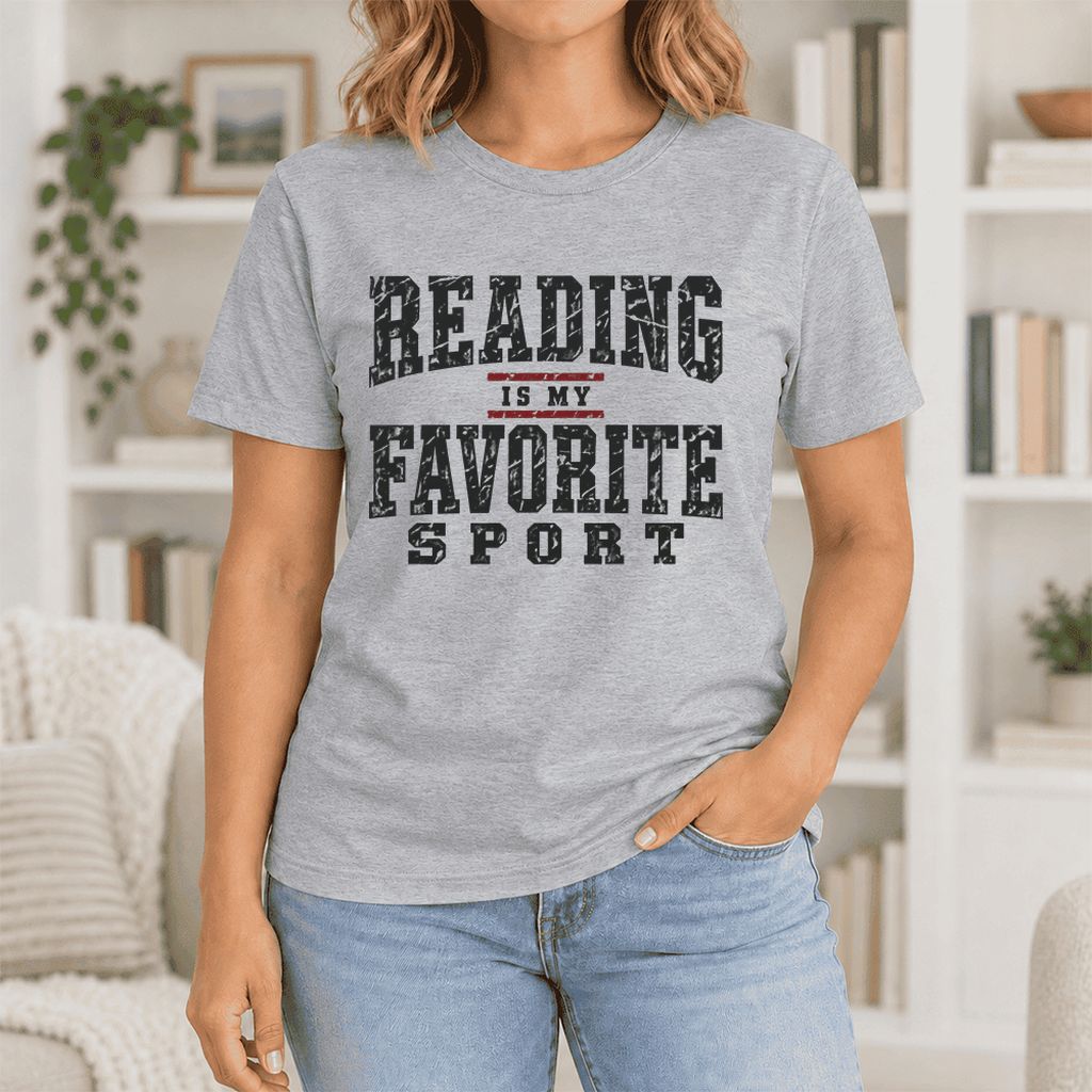 Reading Is My Favorite Sport Ultra-Soft Cotton T-Shirt | Book Lover Gift Athletic Heather