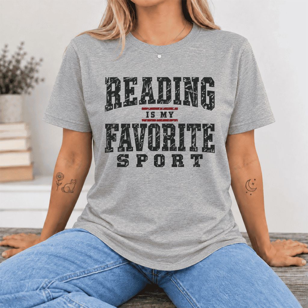 Reading Is My Favorite Sport Ultra-Soft Cotton T-Shirt | Book Lover Gift Athletic Heather