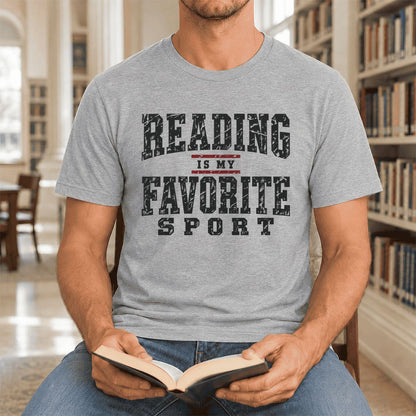 Reading Is My Favorite Sport Ultra-Soft Cotton T-Shirt | Book Lover Gift Athletic Heather