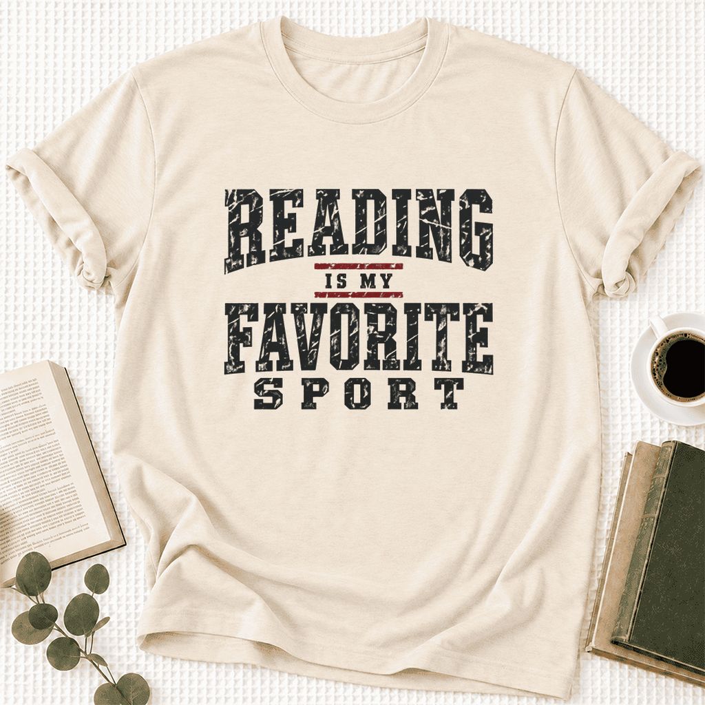 Reading Is My Favorite Sport Ultra-Soft Cotton T-Shirt | Book Lover Gift Natural