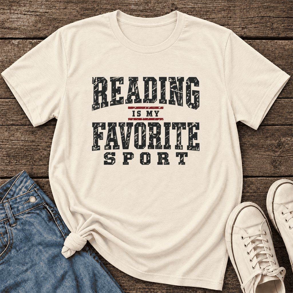 Reading Is My Favorite Sport Ultra-Soft Cotton T-Shirt | Book Lover Gift Natural