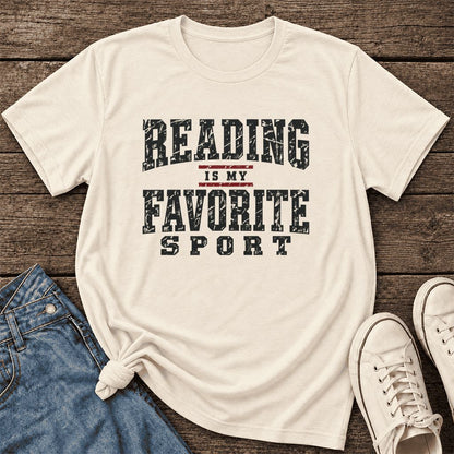 Reading Is My Favorite Sport Ultra-Soft Cotton T-Shirt | Book Lover Gift Natural
