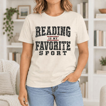 Reading Is My Favorite Sport Ultra-Soft Cotton T-Shirt | Book Lover Gift Natural