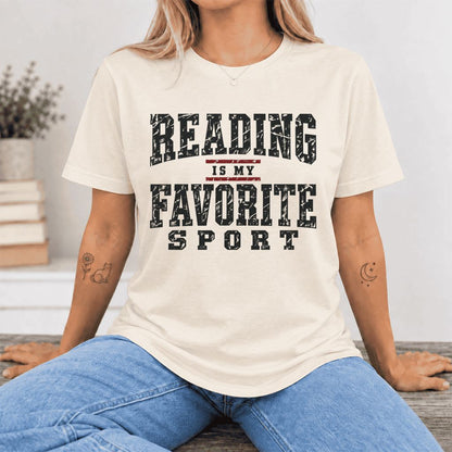 Reading Is My Favorite Sport Ultra-Soft Cotton T-Shirt | Book Lover Gift Natural
