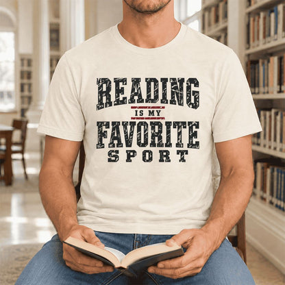 Reading Is My Favorite Sport Ultra-Soft Cotton T-Shirt | Book Lover Gift Natural