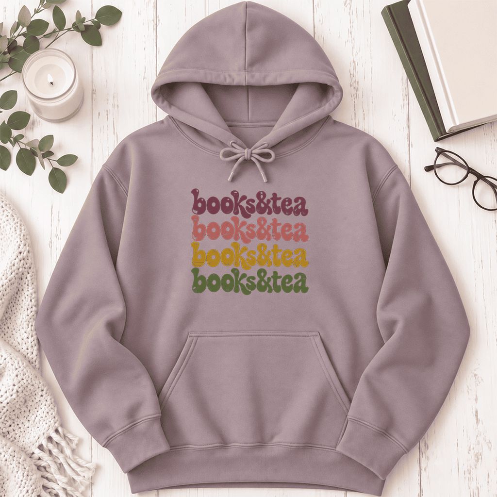 Books & Tea Retro Softstyle Hoodie | Cozy Book Lover Gift Paragon
