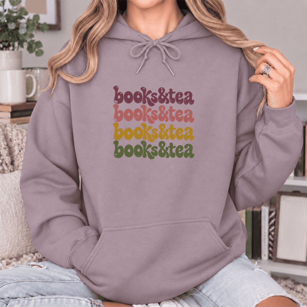 Books & Tea Retro Softstyle Hoodie | Cozy Book Lover Gift Paragon