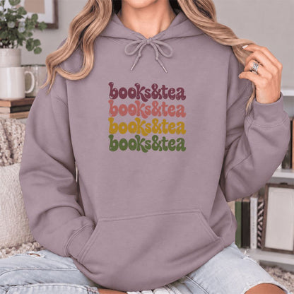Books & Tea Retro Softstyle Hoodie | Cozy Book Lover Gift Paragon