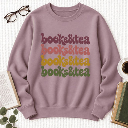 Books & Tea Retro Softstyle Sweatshirt | Cozy Book Lover Gift Paragon