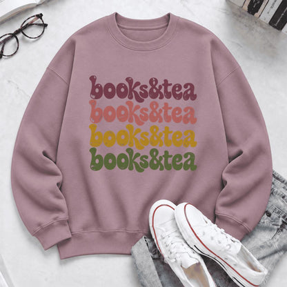 Books & Tea Retro Softstyle Sweatshirt | Cozy Book Lover Gift Paragon