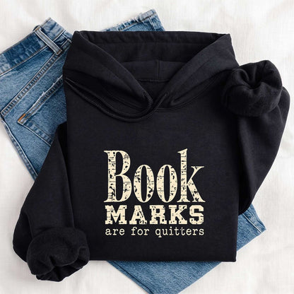 Bookmarks Are For Quitters Softstyle Hoodie | Funny Book Lover Gift Black