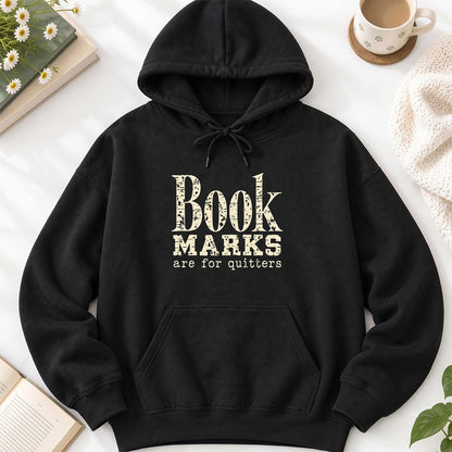 Bookmarks Are For Quitters Softstyle Hoodie | Funny Book Lover Gift Black
