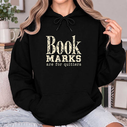 Bookmarks Are For Quitters Softstyle Hoodie | Funny Book Lover Gift Black