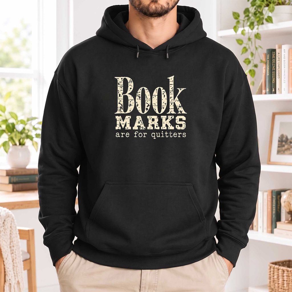 Bookmarks Are For Quitters Softstyle Hoodie | Funny Book Lover Gift Black