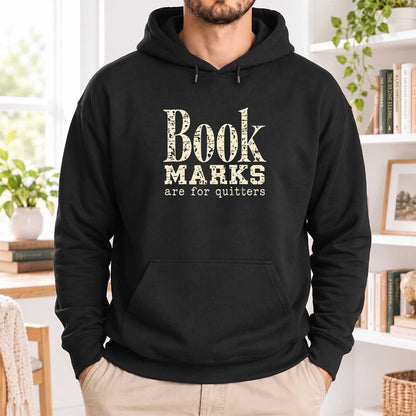 Bookmarks Are For Quitters Softstyle Hoodie | Funny Book Lover Gift Black