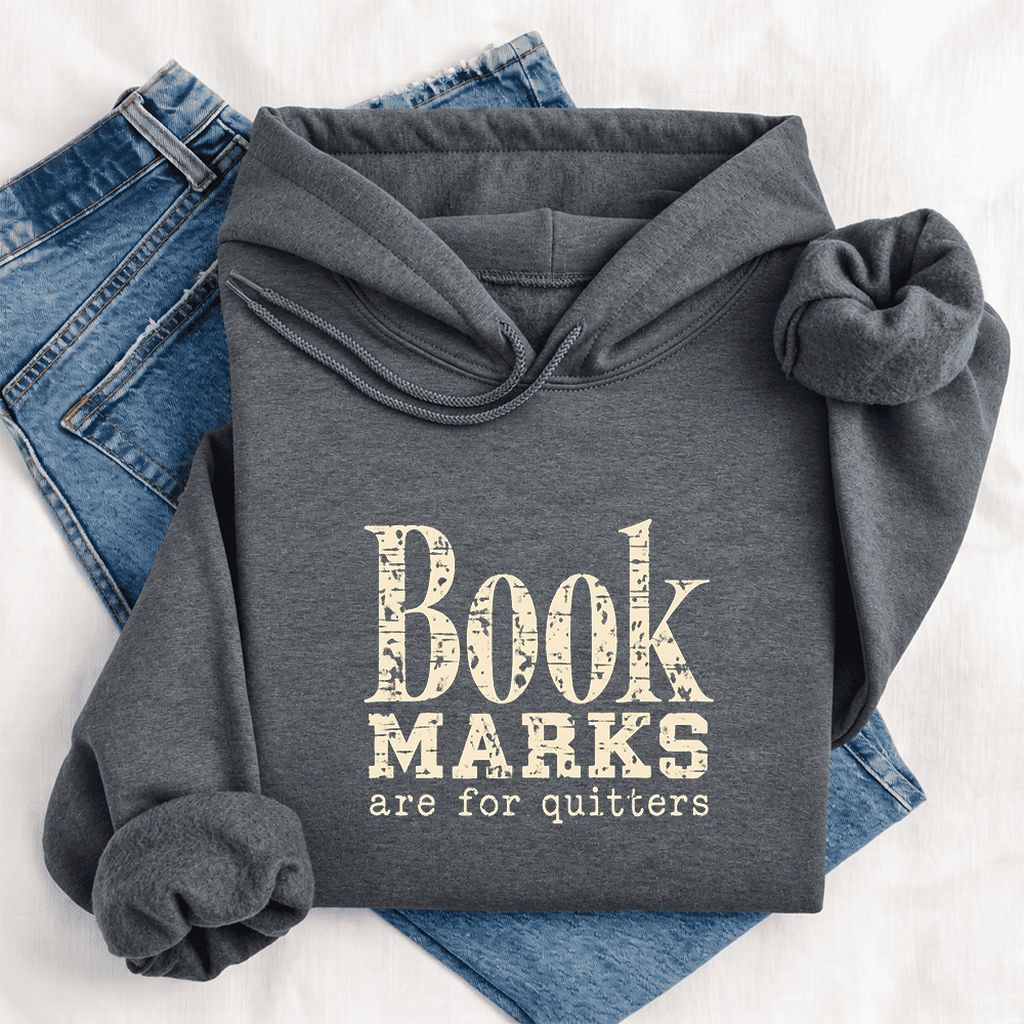 Bookmarks Are For Quitters Softstyle Hoodie | Funny Book Lover Gift Dark Heather
