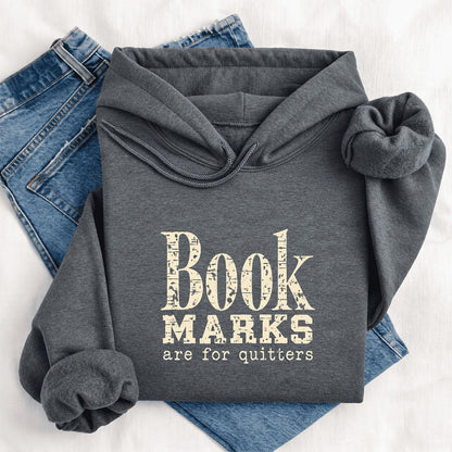 Bookmarks Are For Quitters Softstyle Hoodie | Funny Book Lover Gift Dark Heather