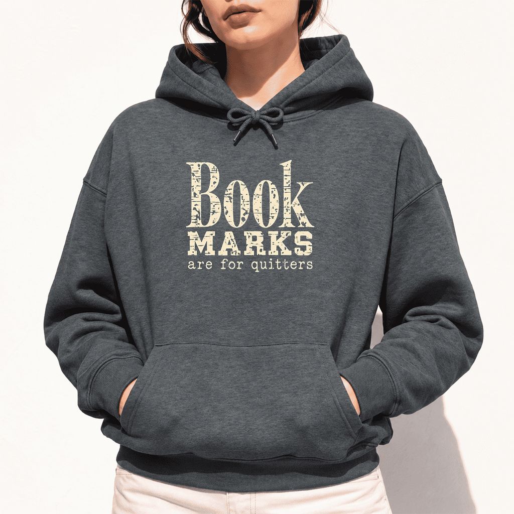 Bookmarks Are For Quitters Softstyle Hoodie | Funny Book Lover Gift Dark Heather