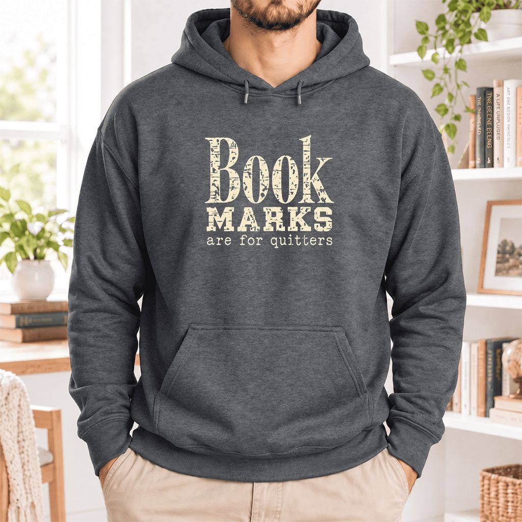 Bookmarks Are For Quitters Softstyle Hoodie | Funny Book Lover Gift Dark Heather