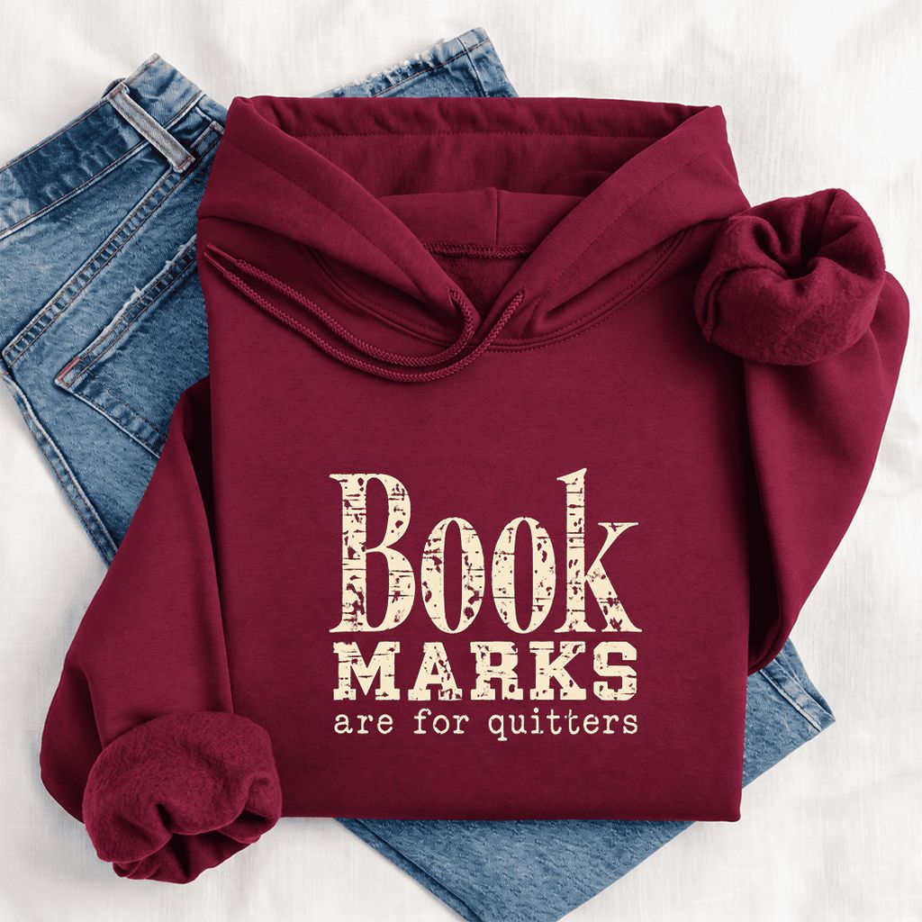 Bookmarks Are For Quitters Softstyle Hoodie | Funny Book Lover Gift Maroon