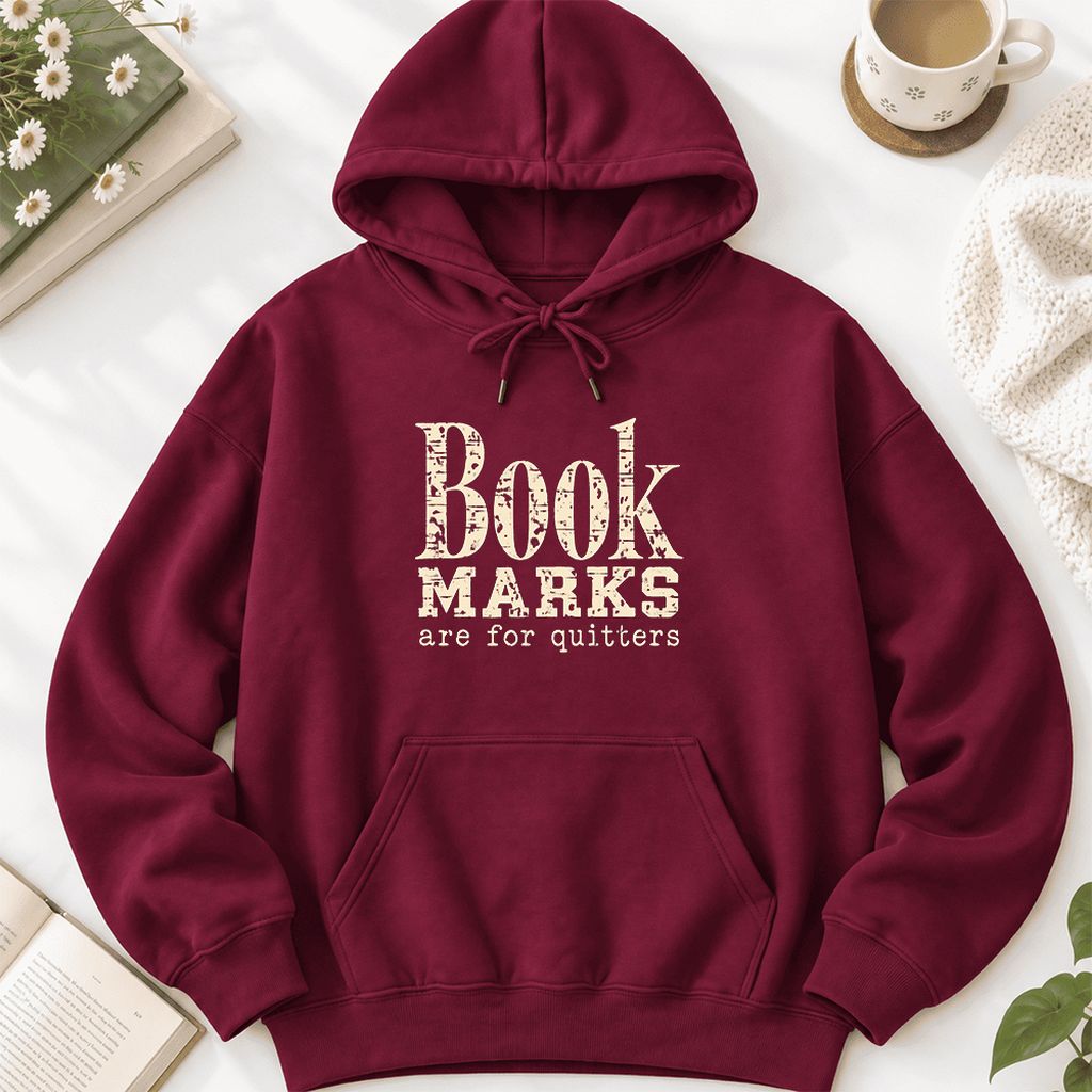 Bookmarks Are For Quitters Softstyle Hoodie | Funny Book Lover Gift Maroon