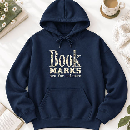 Bookmarks Are For Quitters Softstyle Hoodie | Funny Book Lover Gift Navy