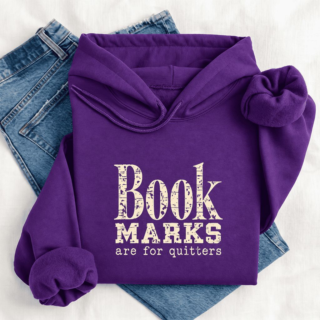 Bookmarks Are For Quitters Softstyle Hoodie | Funny Book Lover Gift Purple
