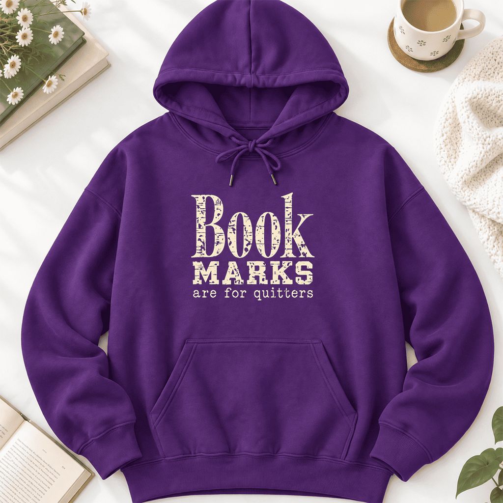 Bookmarks Are For Quitters Softstyle Hoodie | Funny Book Lover Gift Purple