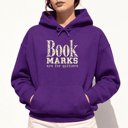 Bookmarks Are For Quitters Softstyle Hoodie | Funny Book Lover Gift Purple