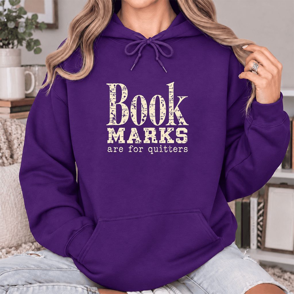 Bookmarks Are For Quitters Softstyle Hoodie | Funny Book Lover Gift Purple
