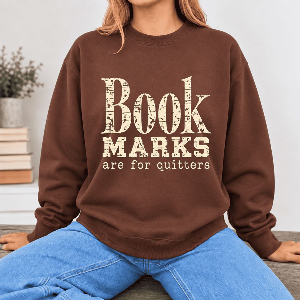 Bookmarks Are For Quitters Softstyle Sweatshirt | Funny Book Lover Gift Cocoa