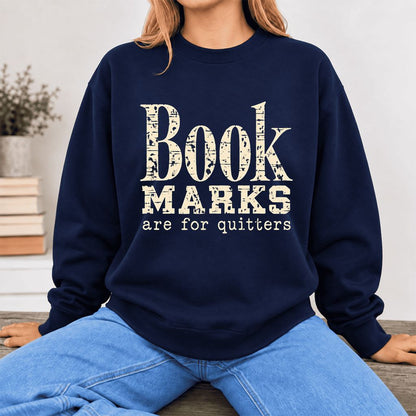 Bookmarks Are For Quitters Softstyle Sweatshirt | Funny Book Lover Gift Navy