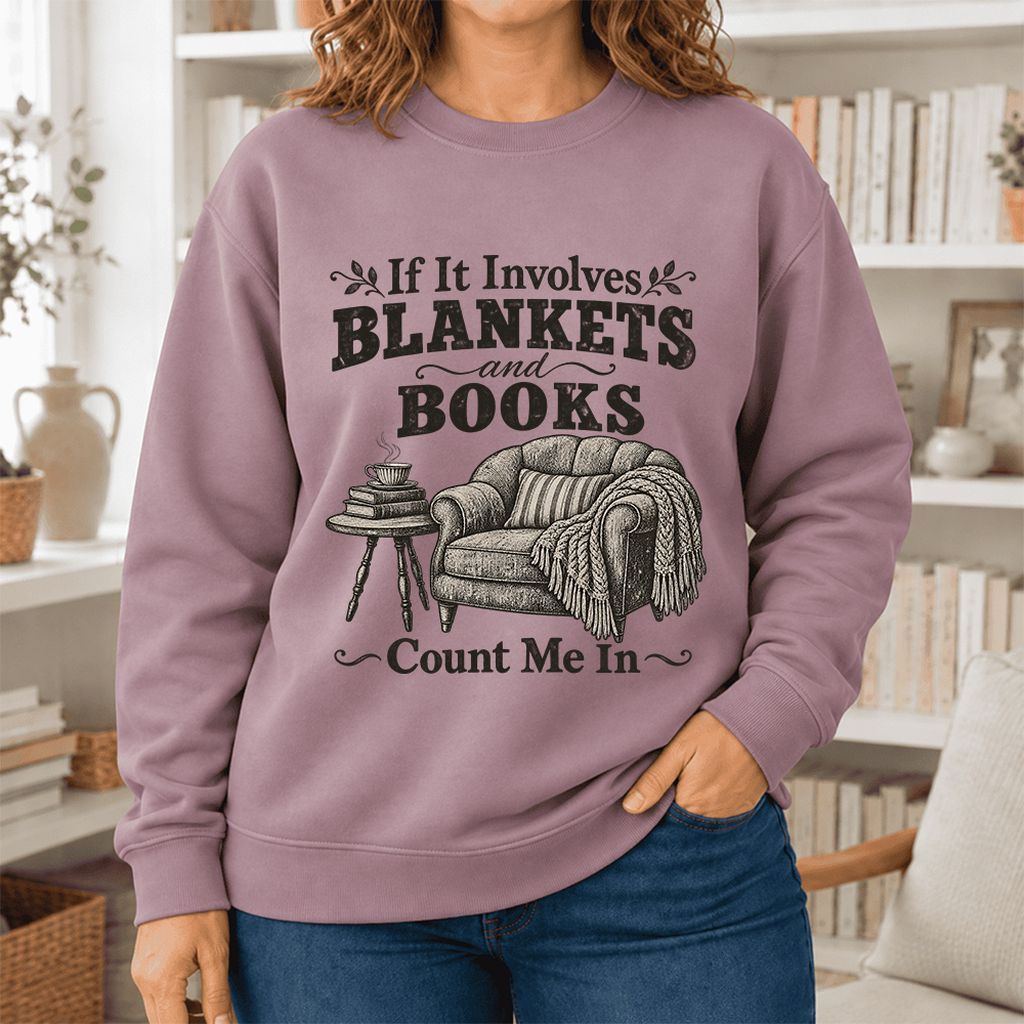 Blankets And Books Count Me In Softstyle Sweatshirt | Cozy Reader Gift Paragon