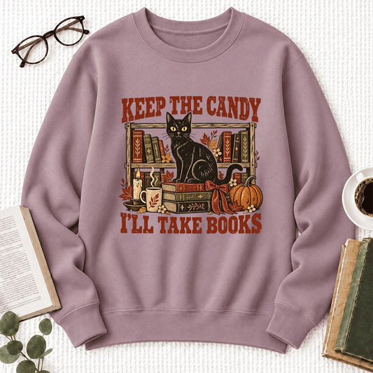 Keep The Candy I'll Take Books Softstyle Sweatshirt | Halloween Reader Gift Paragon