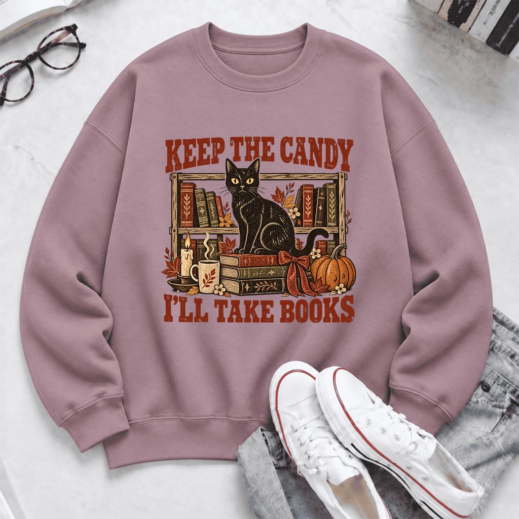 Keep The Candy I'll Take Books Softstyle Sweatshirt | Halloween Reader Gift Paragon