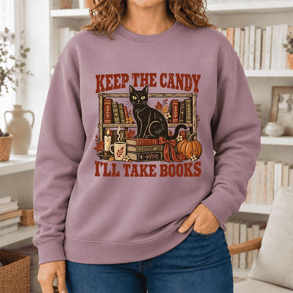 Keep The Candy I'll Take Books Softstyle Sweatshirt | Halloween Reader Gift Paragon
