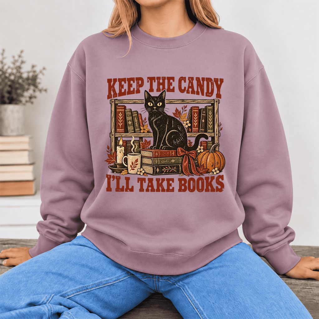 Keep The Candy I'll Take Books Softstyle Sweatshirt | Halloween Reader Gift Paragon