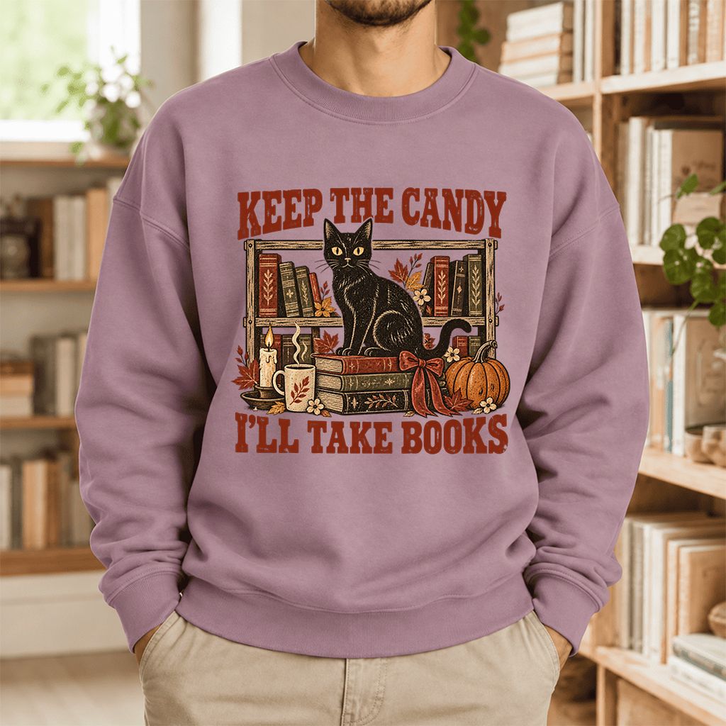 Keep The Candy I'll Take Books Softstyle Sweatshirt | Halloween Reader Gift Paragon