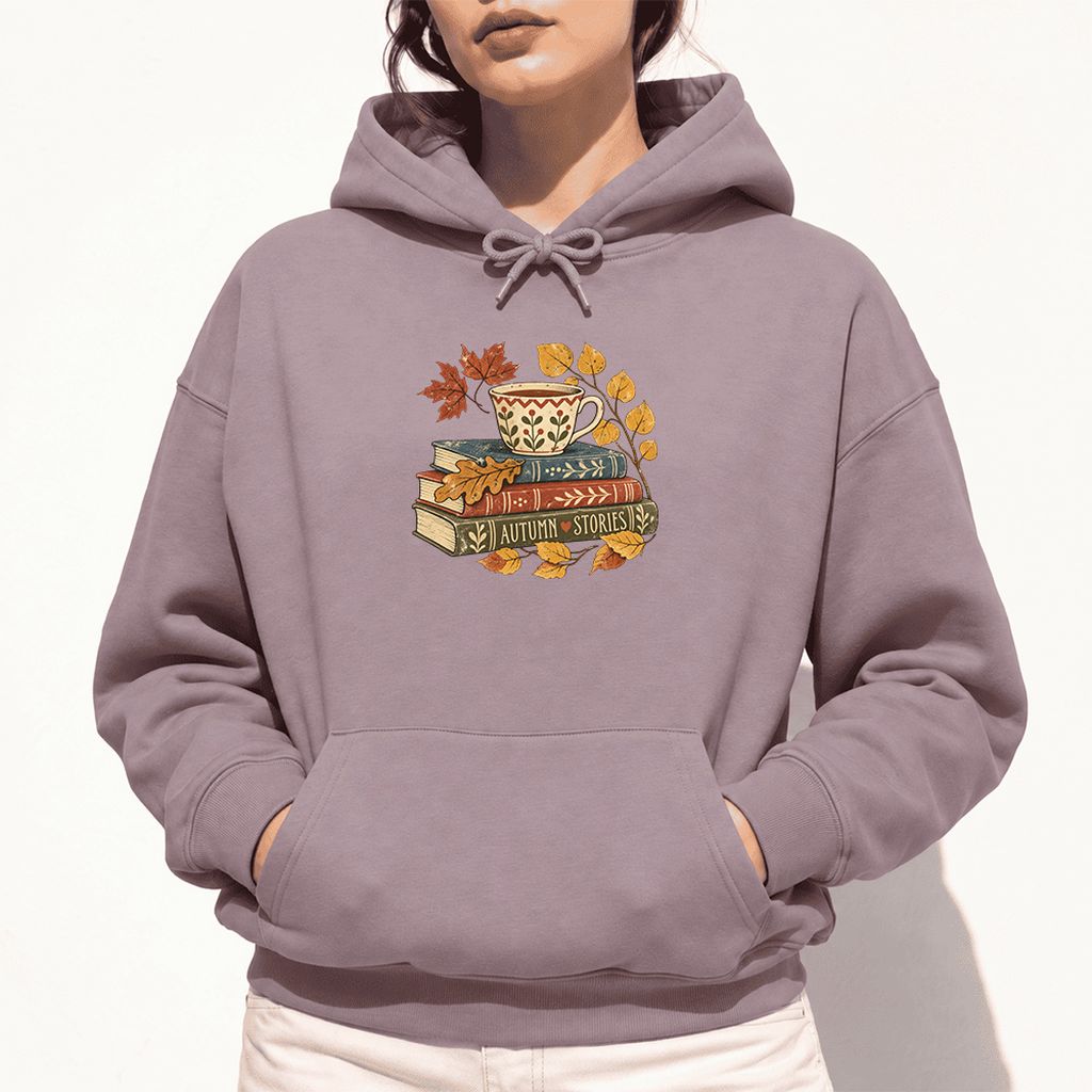 Autumn Stories Book Stack Softstyle Hoodie | Cozy Fall Reader Gift Paragon