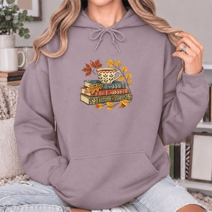 Autumn Stories Book Stack Softstyle Hoodie | Cozy Fall Reader Gift Paragon
