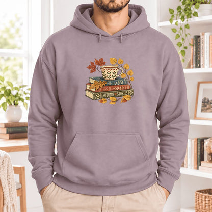Autumn Stories Book Stack Softstyle Hoodie | Cozy Fall Reader Gift Paragon