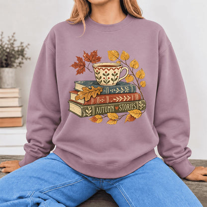 Autumn Stories Book Stack Softstyle Sweatshirt | Cozy Fall Reader Gift Paragon