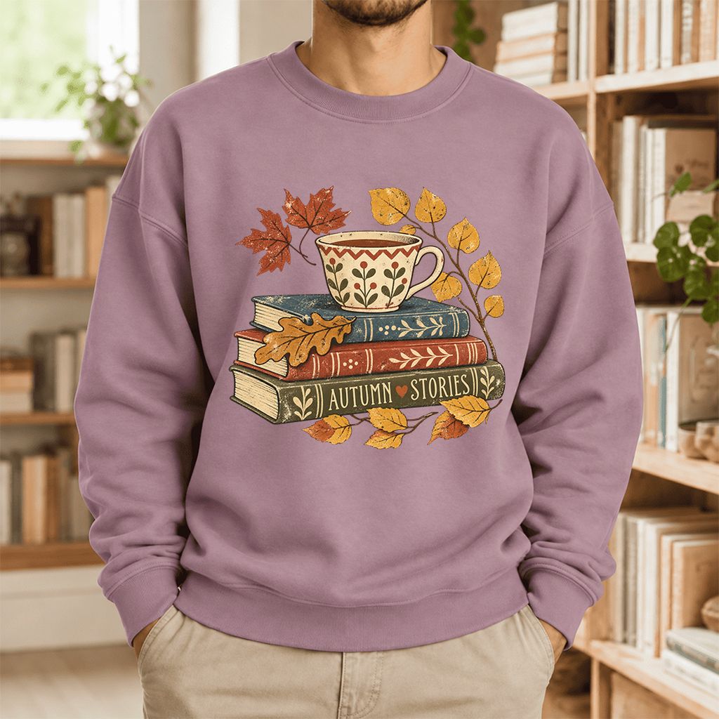 Autumn Stories Book Stack Softstyle Sweatshirt | Cozy Fall Reader Gift Paragon