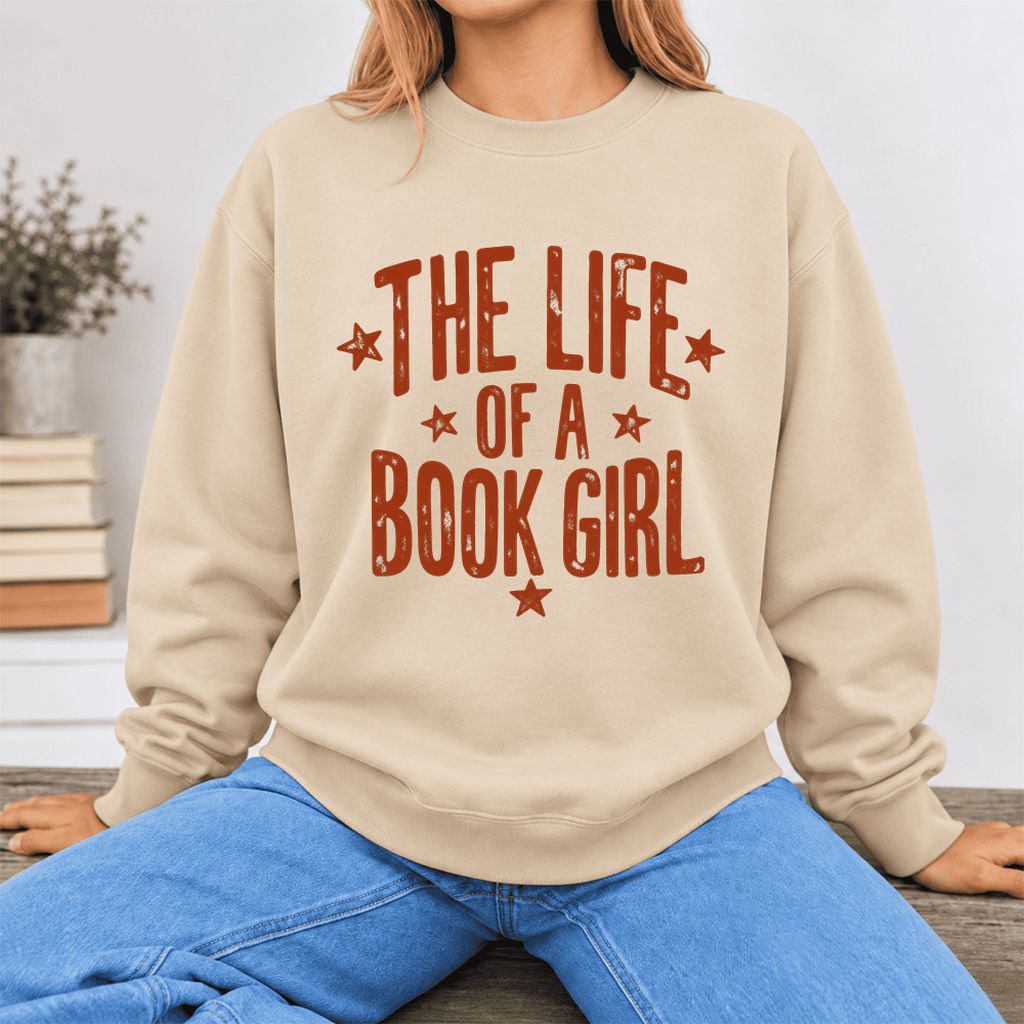 The Life Of A Book Girl Softstyle Sweatshirt | Book Lover Gift Sand