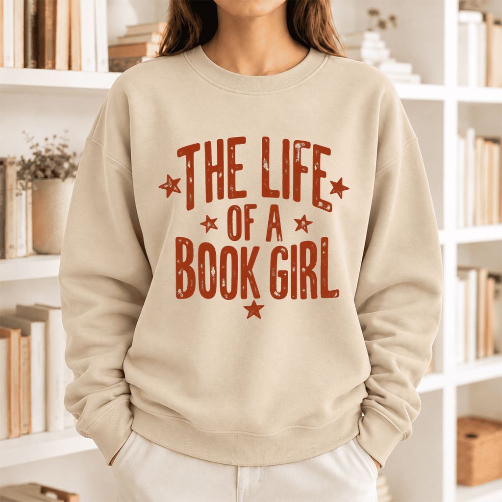 The Life Of A Book Girl Softstyle Sweatshirt | Book Lover Gift Sand