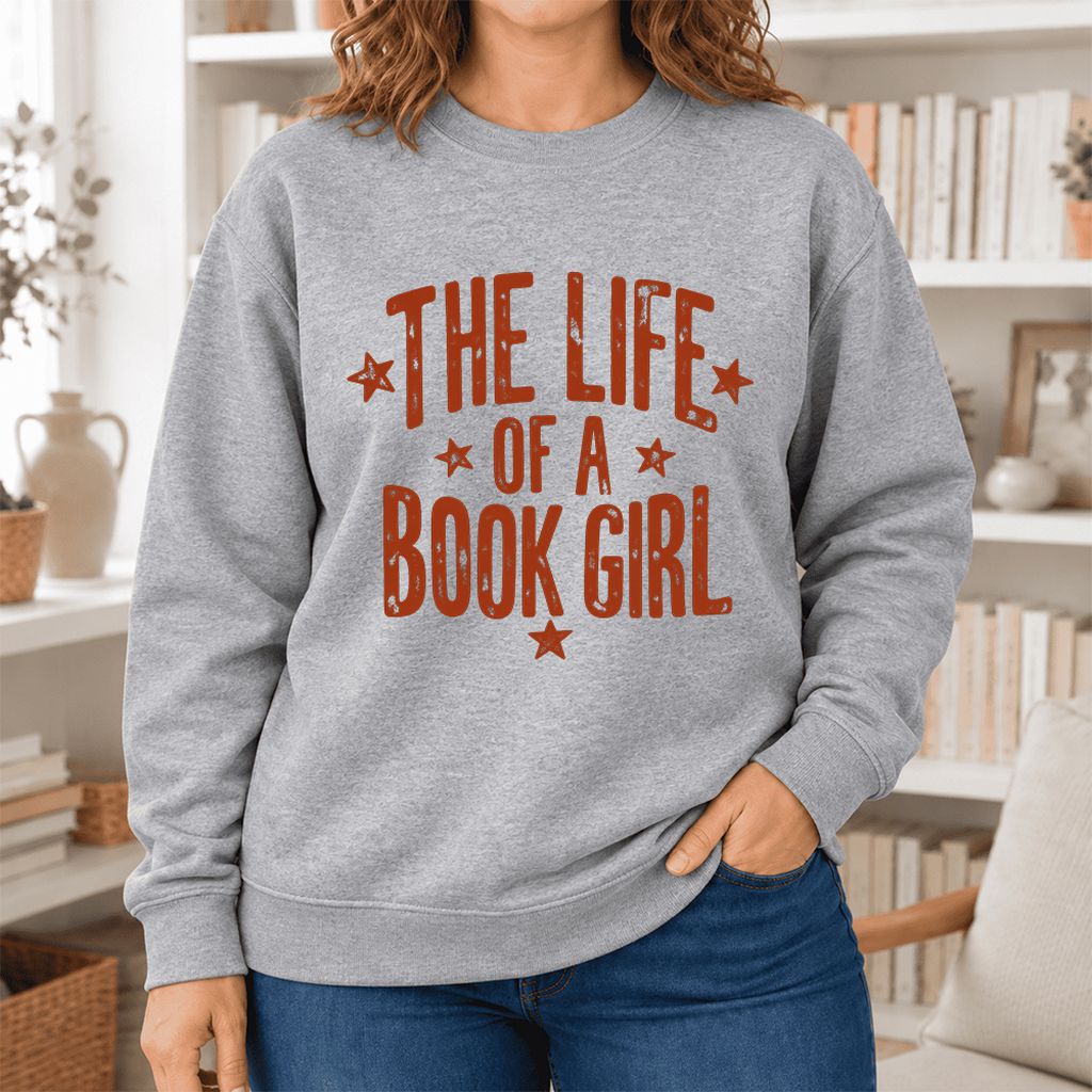 The Life Of A Book Girl Softstyle Sweatshirt | Book Lover Gift Sport Grey